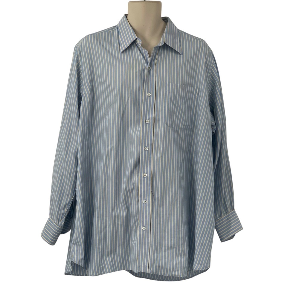 Hamilton Since 1883 Mens Long Sleeve Button Up Shirt Blue/Yellow Striped Size XL